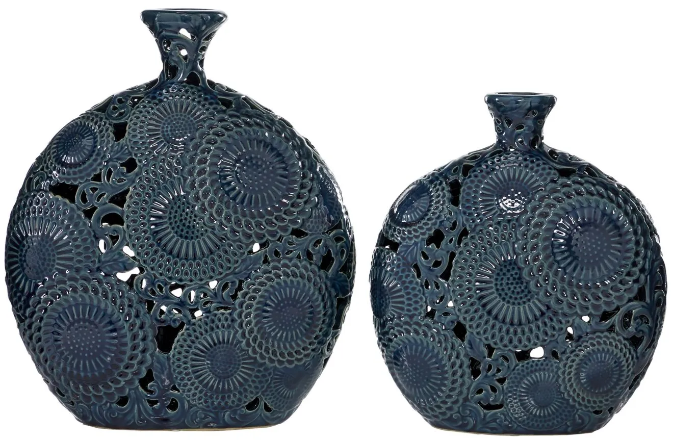 Ivy Collection Spiegel Vase Set of 2 in Blue by UMA Enterprises