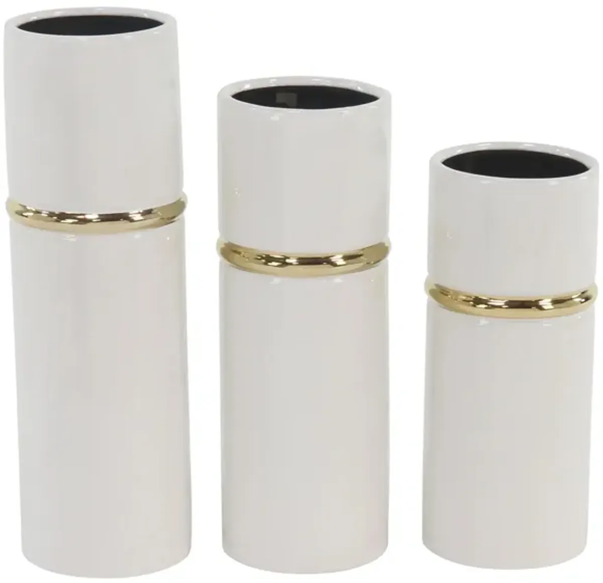 Ivy Collection Salignac Vase Set of 3 in White by UMA Enterprises