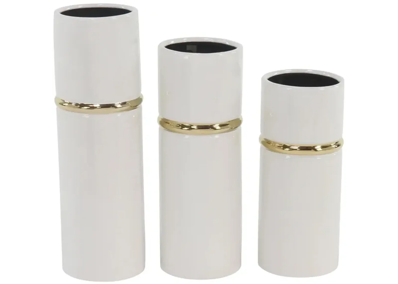 Ivy Collection Salignac Vase Set of 3 in White by UMA Enterprises