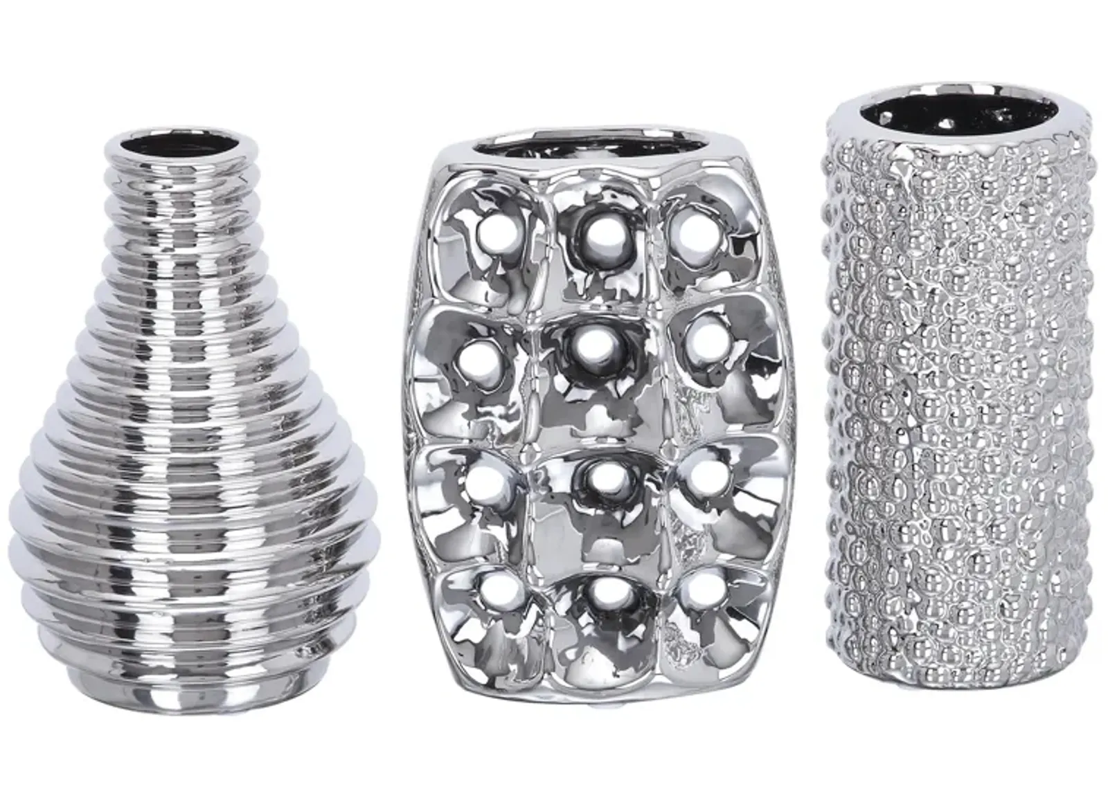 Ivy Collection Concepts Vase Set of 3 in Silver by UMA Enterprises