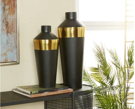 Ivy Collection Archimedes Vase Set of 2 in Black by UMA Enterprises