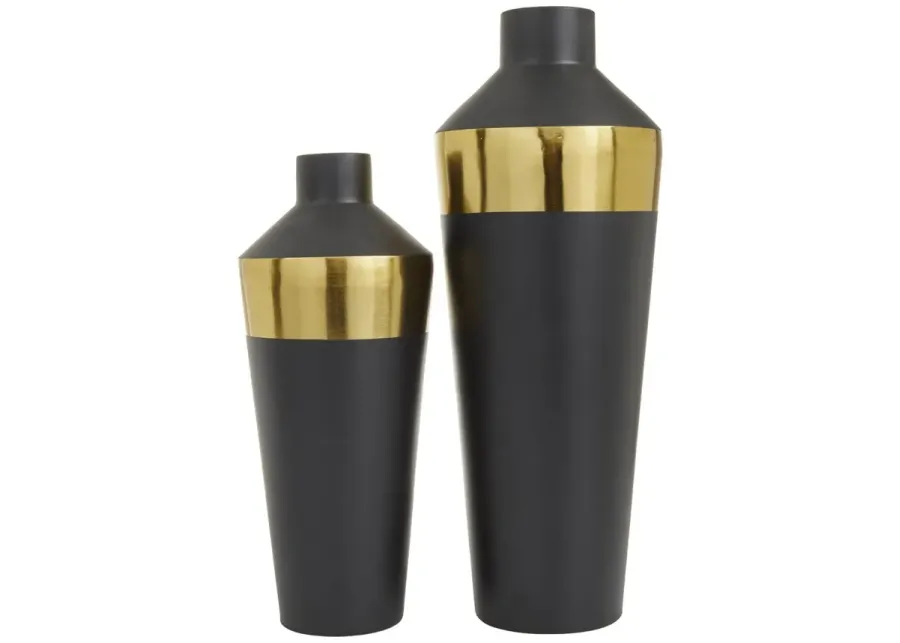 Ivy Collection Archimedes Vase Set of 2 in Black by UMA Enterprises