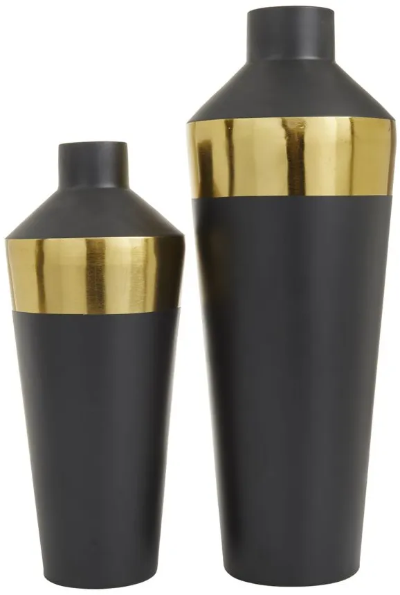 Ivy Collection Archimedes Vase Set of 2 in Black by UMA Enterprises