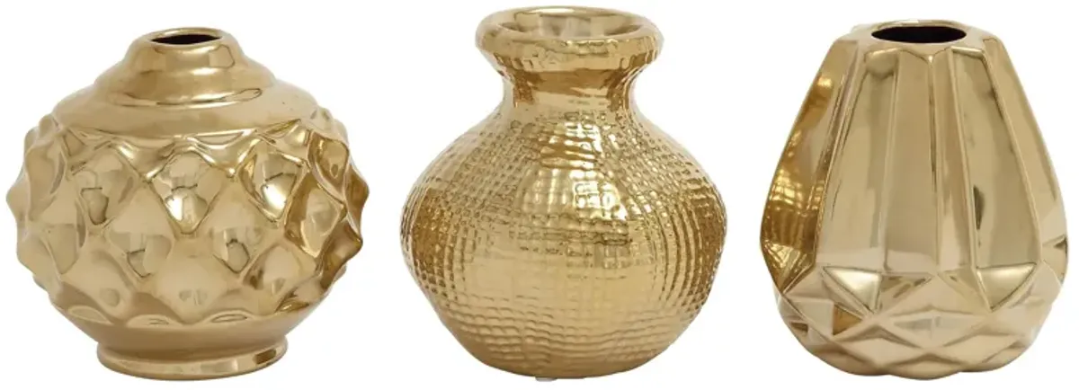 Ivy Collection Ultimate Vase Set of 3 in Gold by UMA Enterprises