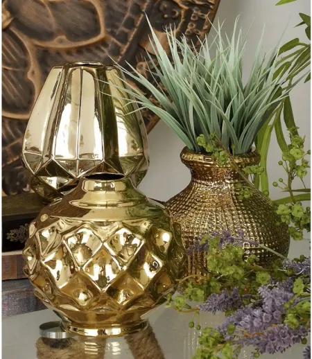 Ivy Collection Ultimate Vase Set of 3 in Gold by UMA Enterprises