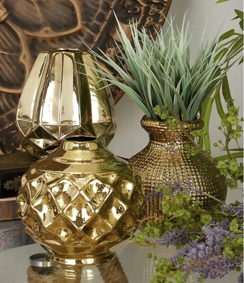 Ivy Collection Ultimate Vase Set of 3 in Gold by UMA Enterprises