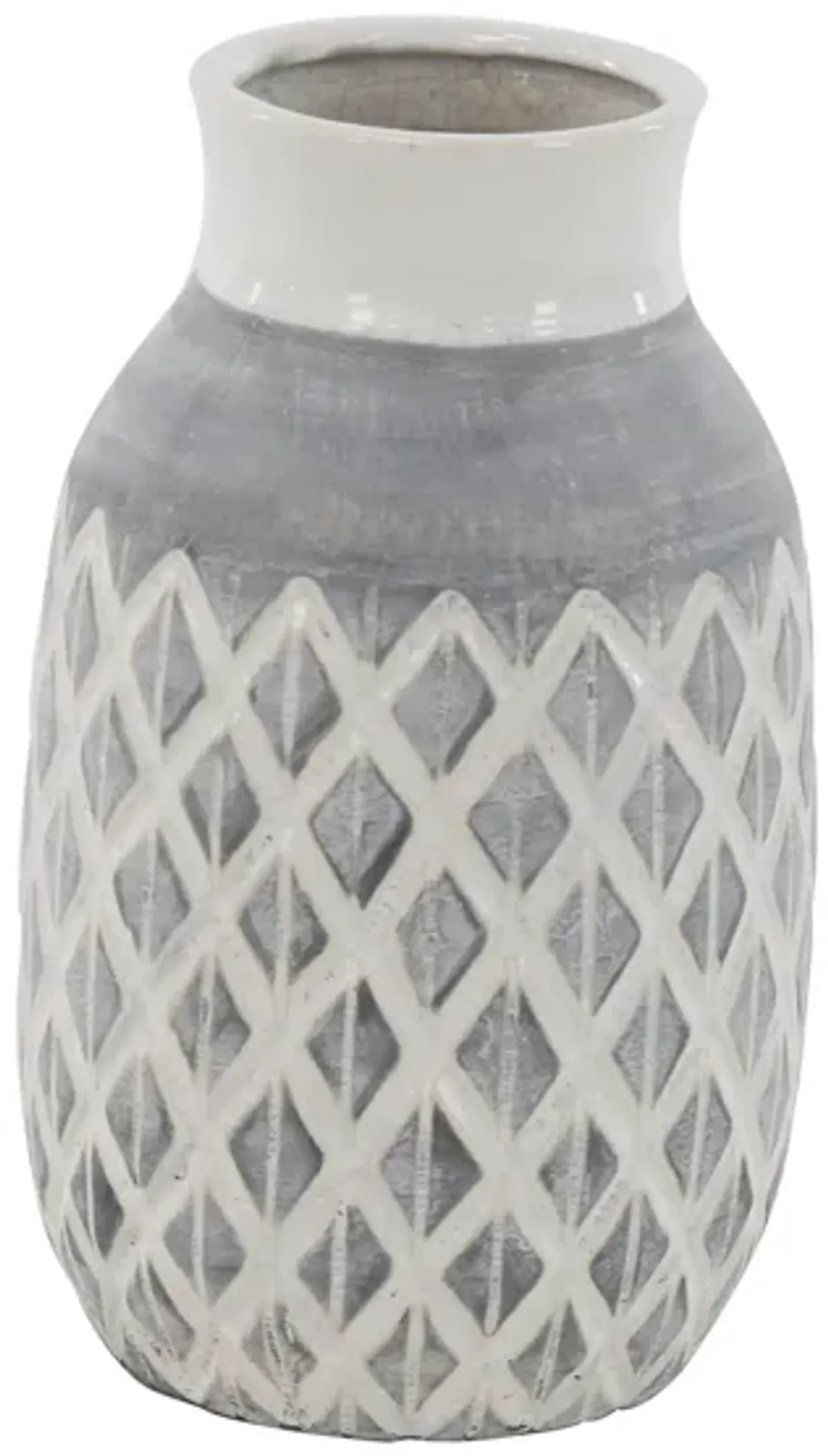 Ivy Collection White Ceramic Coastal Vase