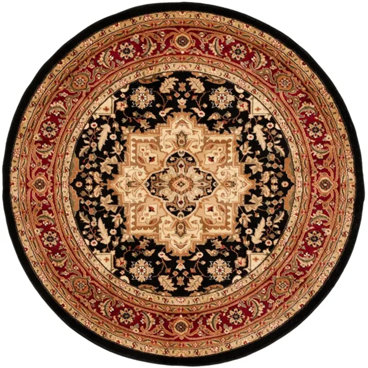 Mercia Area Rug Round in Black / Red by Safavieh