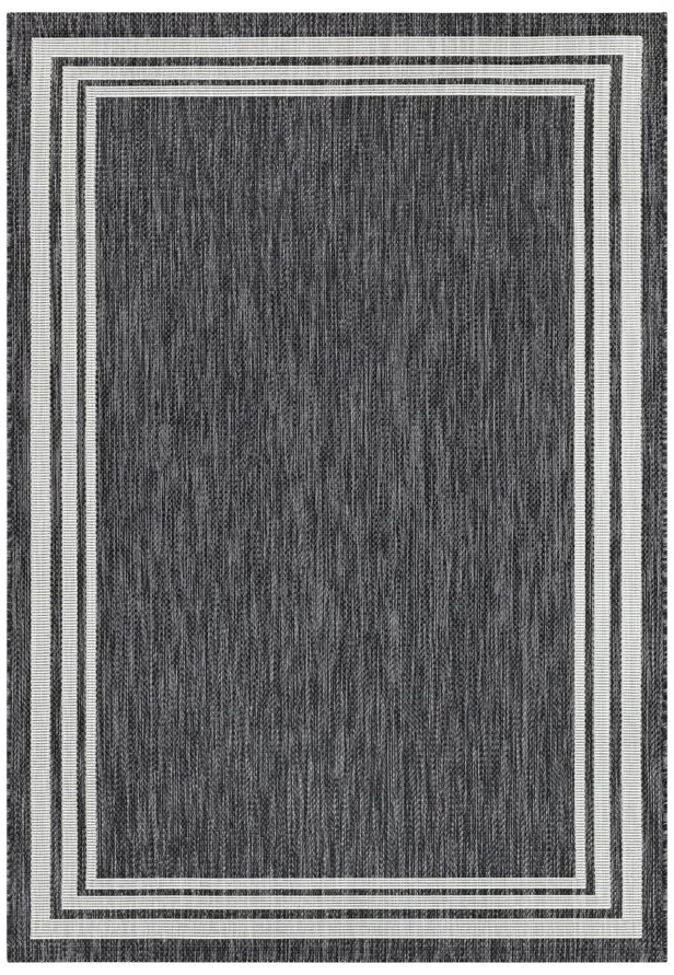 Eagean Bordered Indoor/Outdoor Area Rug in Charcoal, Cream by Surya