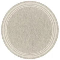 Eagean Bordered Indoor/Outdoor Area Rug Round in Oatmeal, Gray, Light Beige, Taupe by Surya