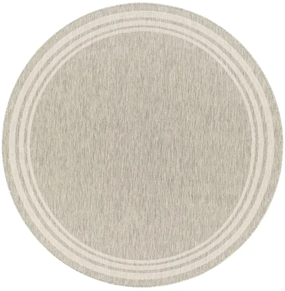 Eagean Bordered Indoor/Outdoor Area Rug Round in Oatmeal, Gray, Light Beige, Taupe by Surya