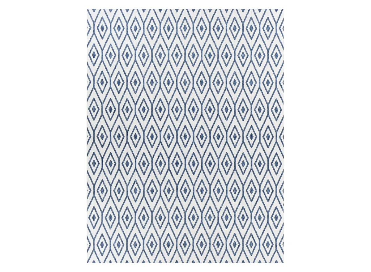 Eagean Ikat Indoor/Outdoor Area Rug in Cream, Dark Blue, Denim by Surya