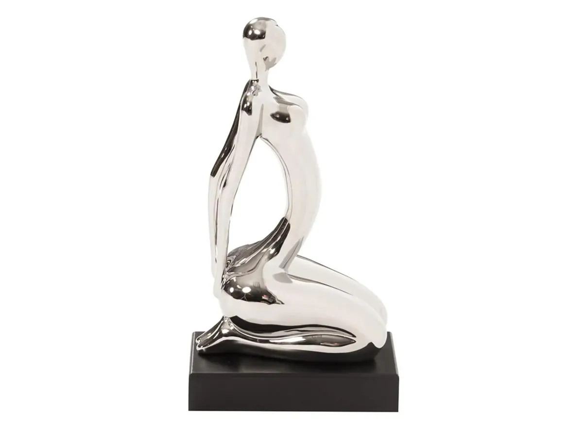 Ustrasana Posed Yoga Figure in Nickel by Howard Elliott Collection