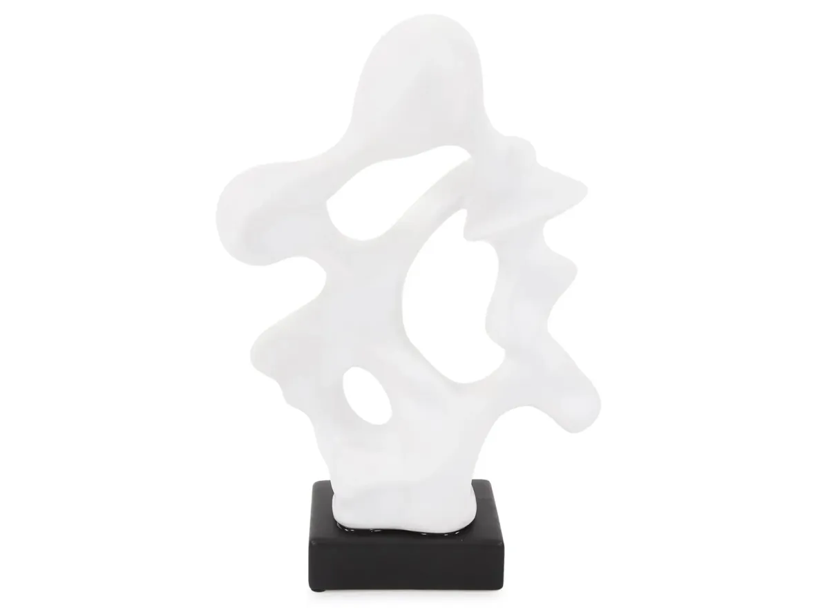 Nicky Abstract Sculpture in Matte White/Ebony by Howard Elliott Collection