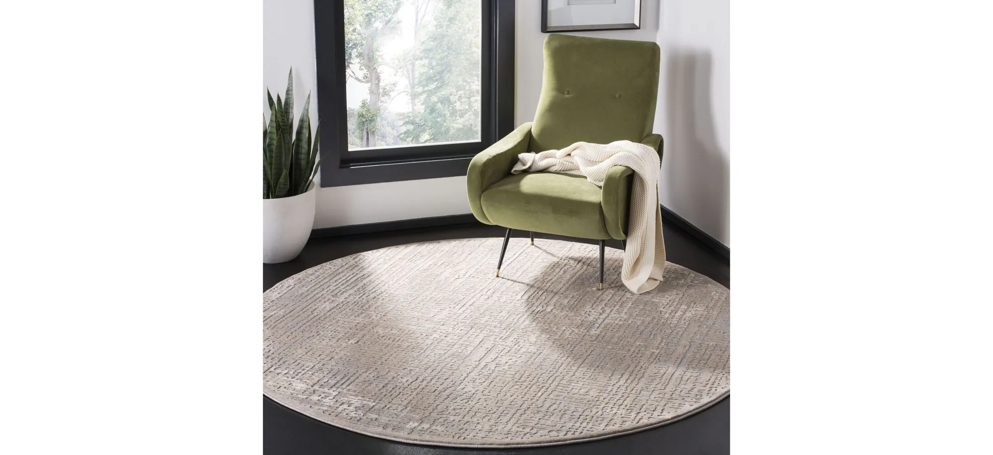 Bernard Round Area Rug in Ivory; Gray by Safavieh