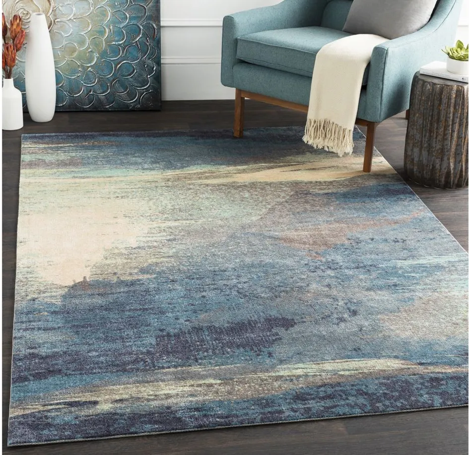 Felicity Rug in Sky Blue, Aqua, Navy, Medium Gray, Khaki by Surya