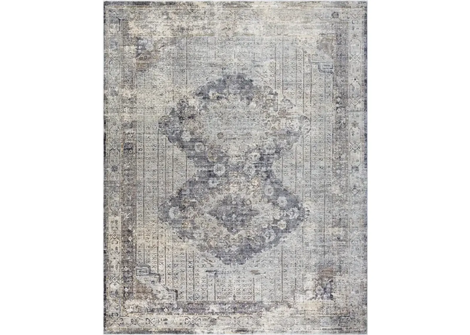 Liverpool Rug in Charcoal, Medium Gray, Silver Gray, White, Ivory, Camel by Surya