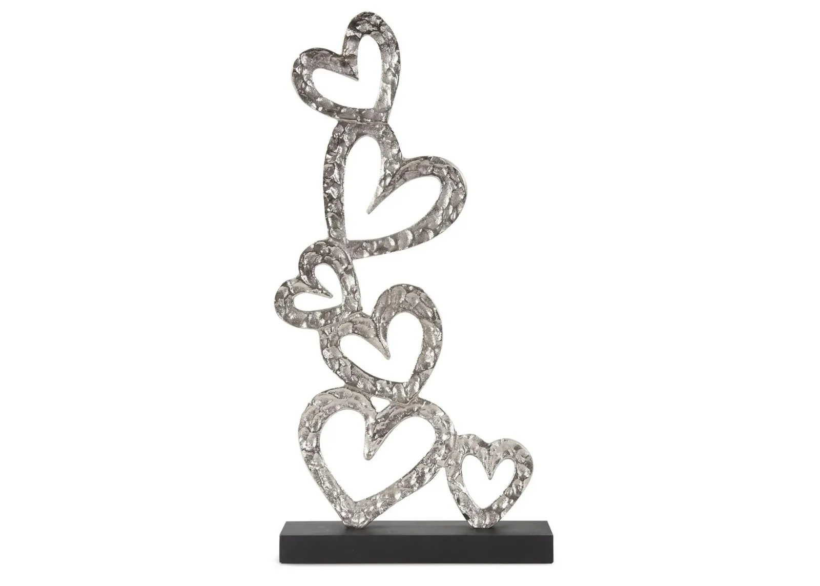 Tower Of Hearts Sculpture in Bright Silver/Black by Howard Elliott Collection