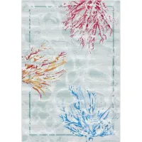 Barbados Coral Indoor/Outdoor Area Rug in Teal / White by Safavieh
