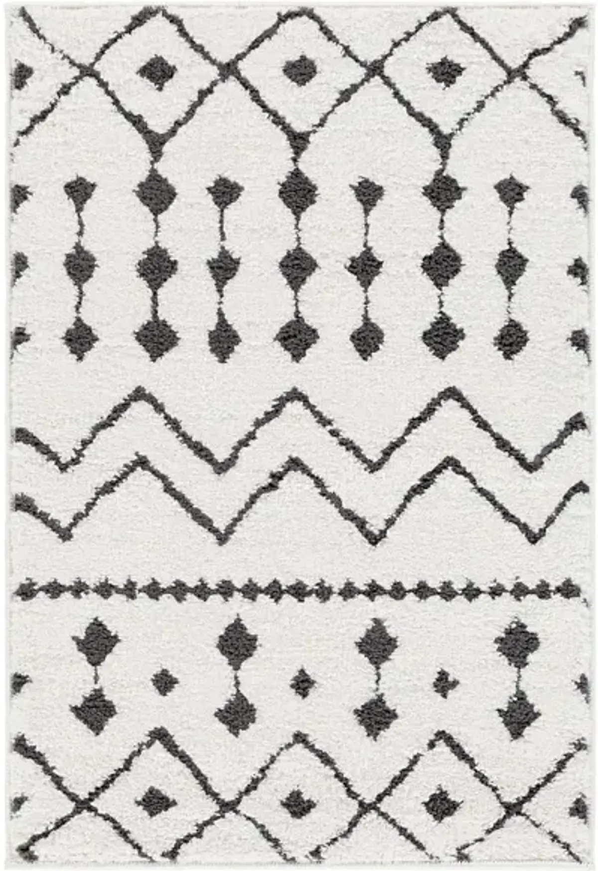 Casablanca Shag Rug in Black, Charcoal, White by Surya