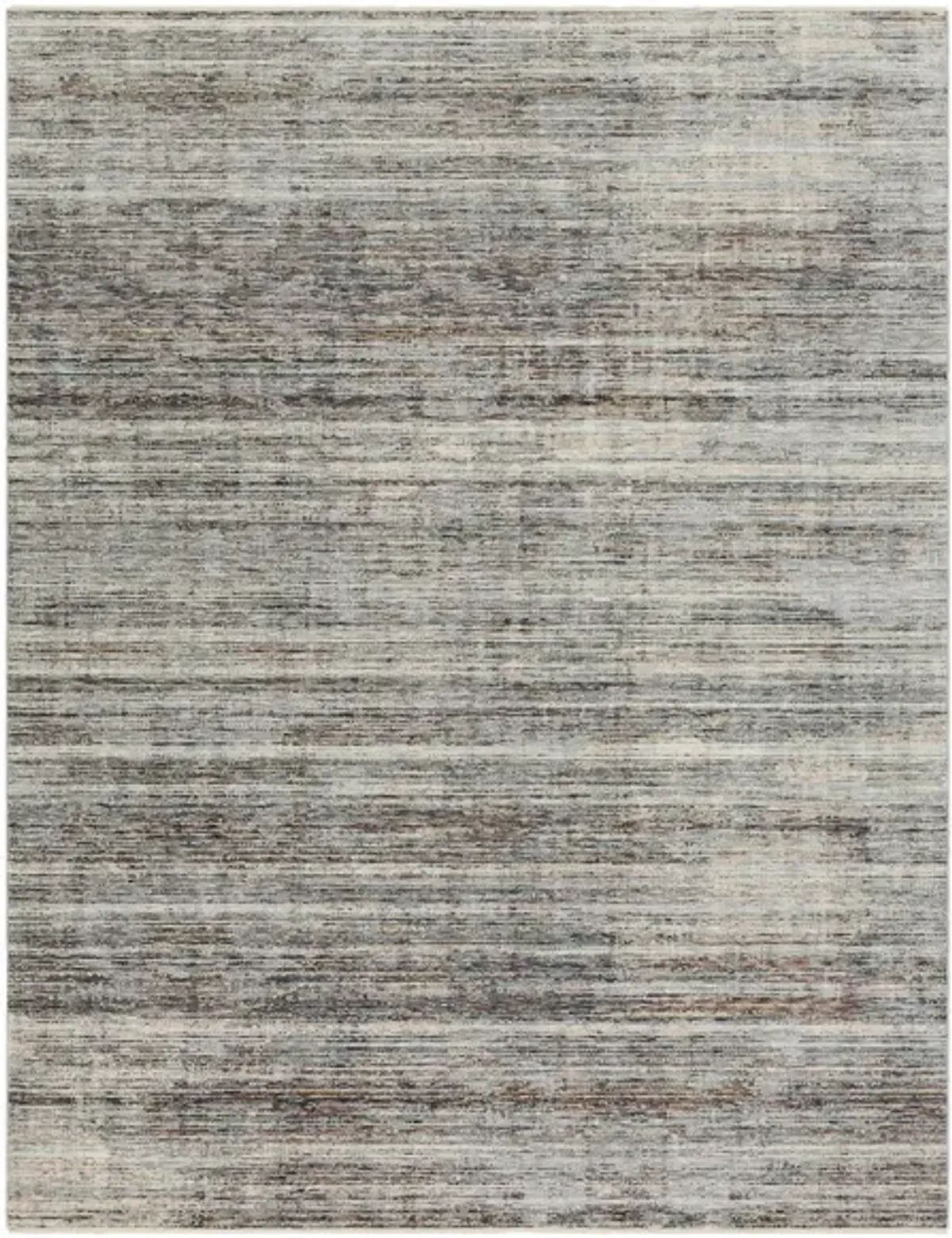 Presidential Banded Rug in Medium Gray, Charcoal, Ivory, Butter, Pale Blue, Bright Blue, Lime, Peach, Burnt Orange by Surya