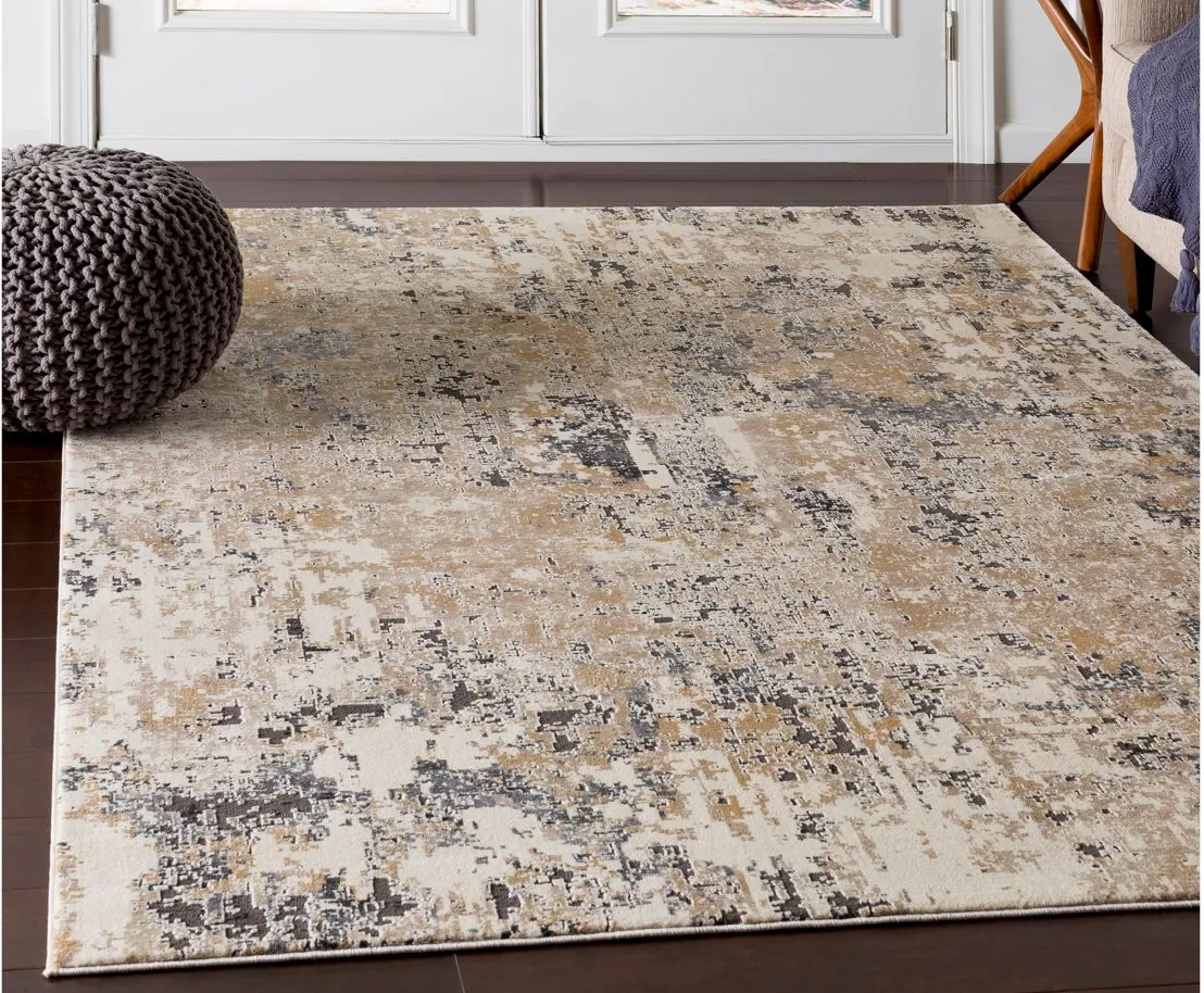 Pune Bombay Rug in Beige, Taupe, Camel, Dark Brown, Black, Charcoal by Surya