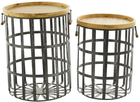 Ivy Collection Set of 2 Metal and Wood Canisters in Brown by UMA Enterprises