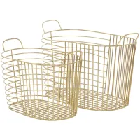Ivy Collection Clairvoya Basket Set of 2 in Gold by UMA Enterprises