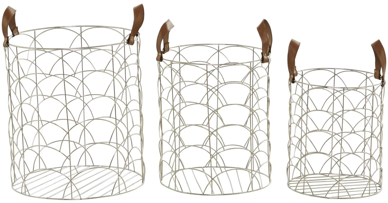 Ivy Collection Sainsbury Basket - Set of 3 in Silver by UMA Enterprises