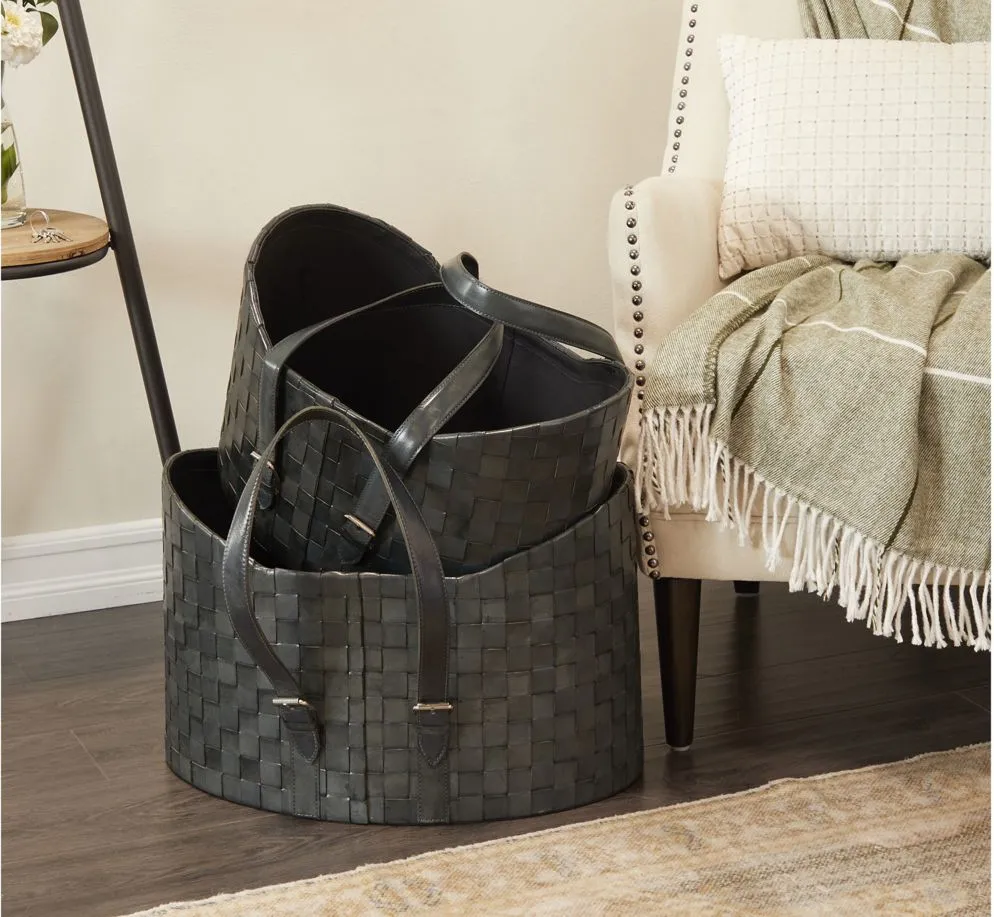 Ivy Collection Caboodle Storage Basket - Set of 2 in Dark Blue by UMA Enterprises