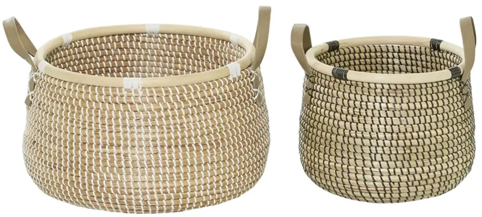 Ivy Collection Set of 2 Banana Leaf Tote Baskets