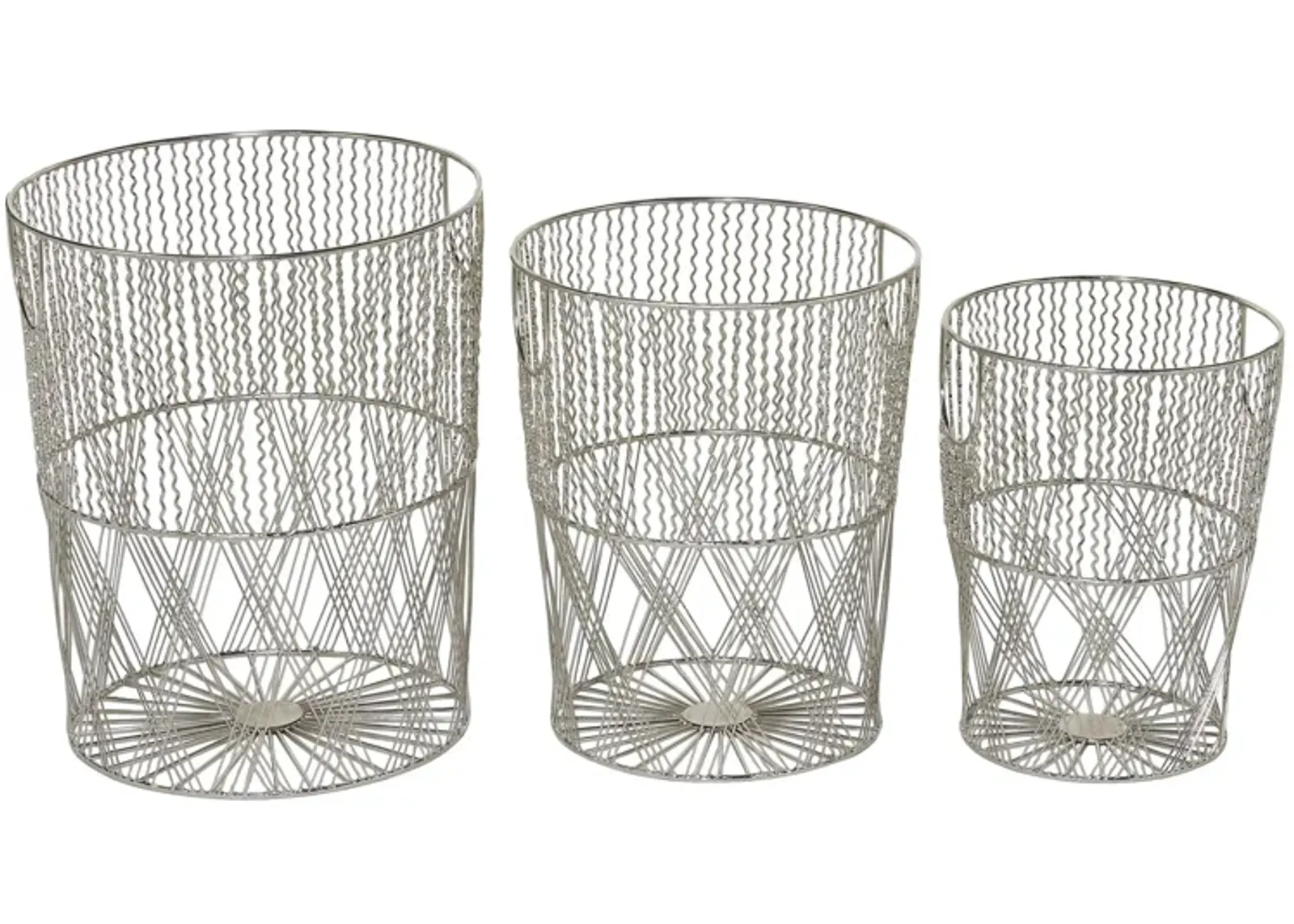 Ivy Collection Set of 3 Silver Metal Bins in Silver by UMA Enterprises