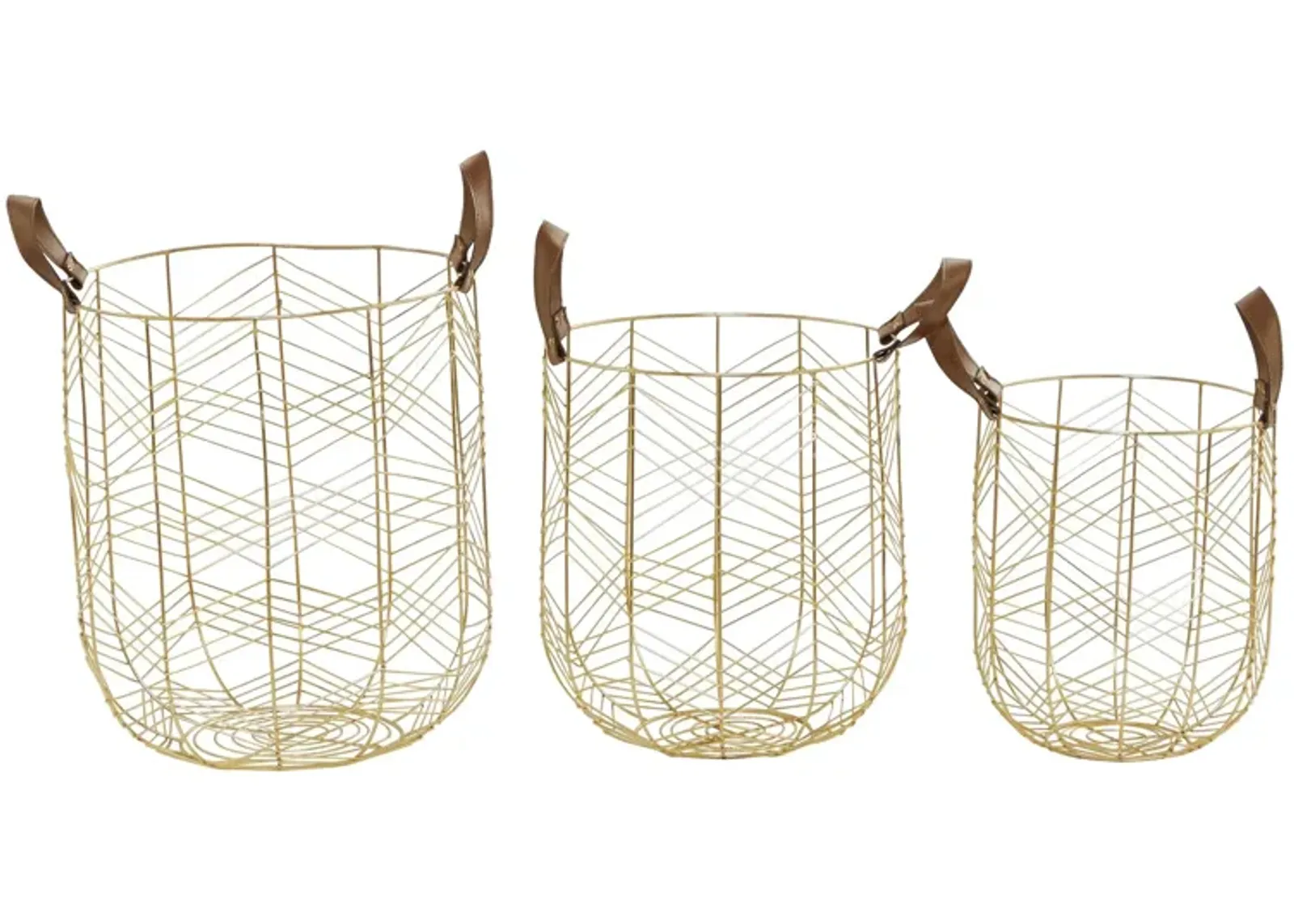 Ivy Collection Trotabout Baskets - Set of 3 in Gold by UMA Enterprises