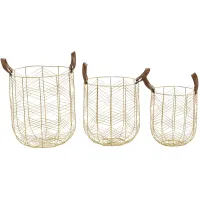 Ivy Collection Trotabout Baskets - Set of 3 in Gold by UMA Enterprises
