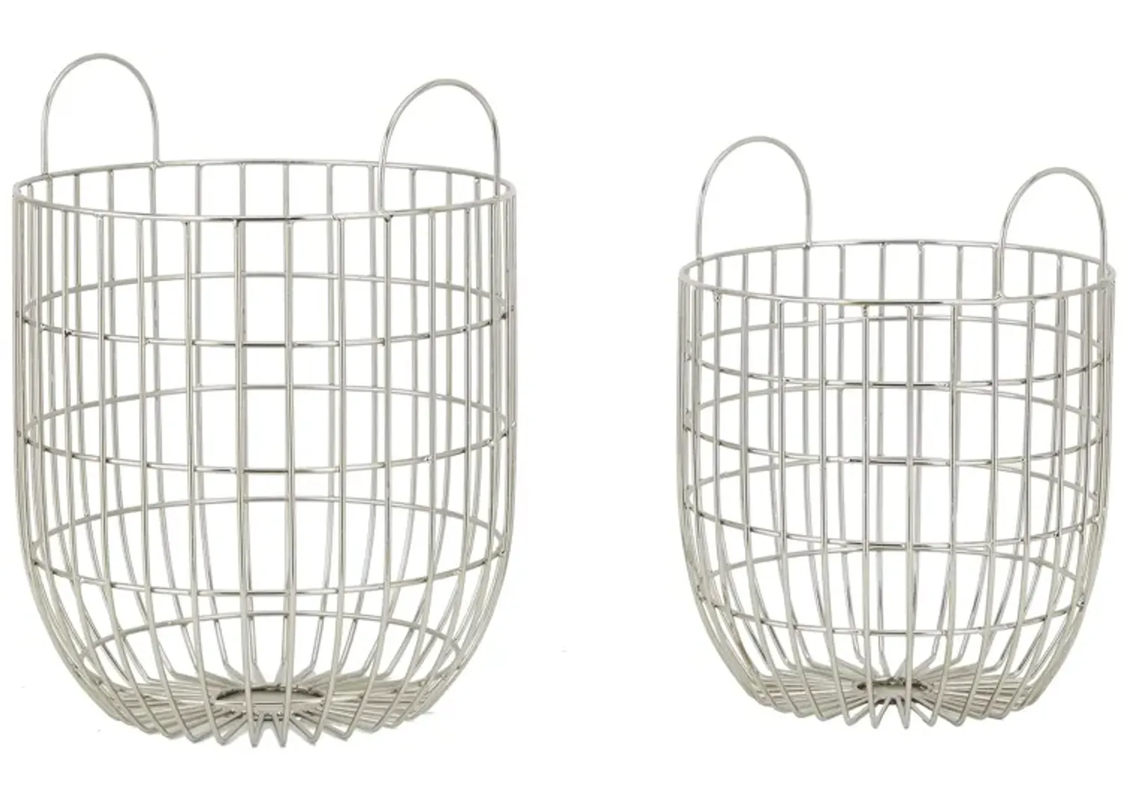 Ivy Collection Herculex Storage Basket Set of 2 in Silver by UMA Enterprises