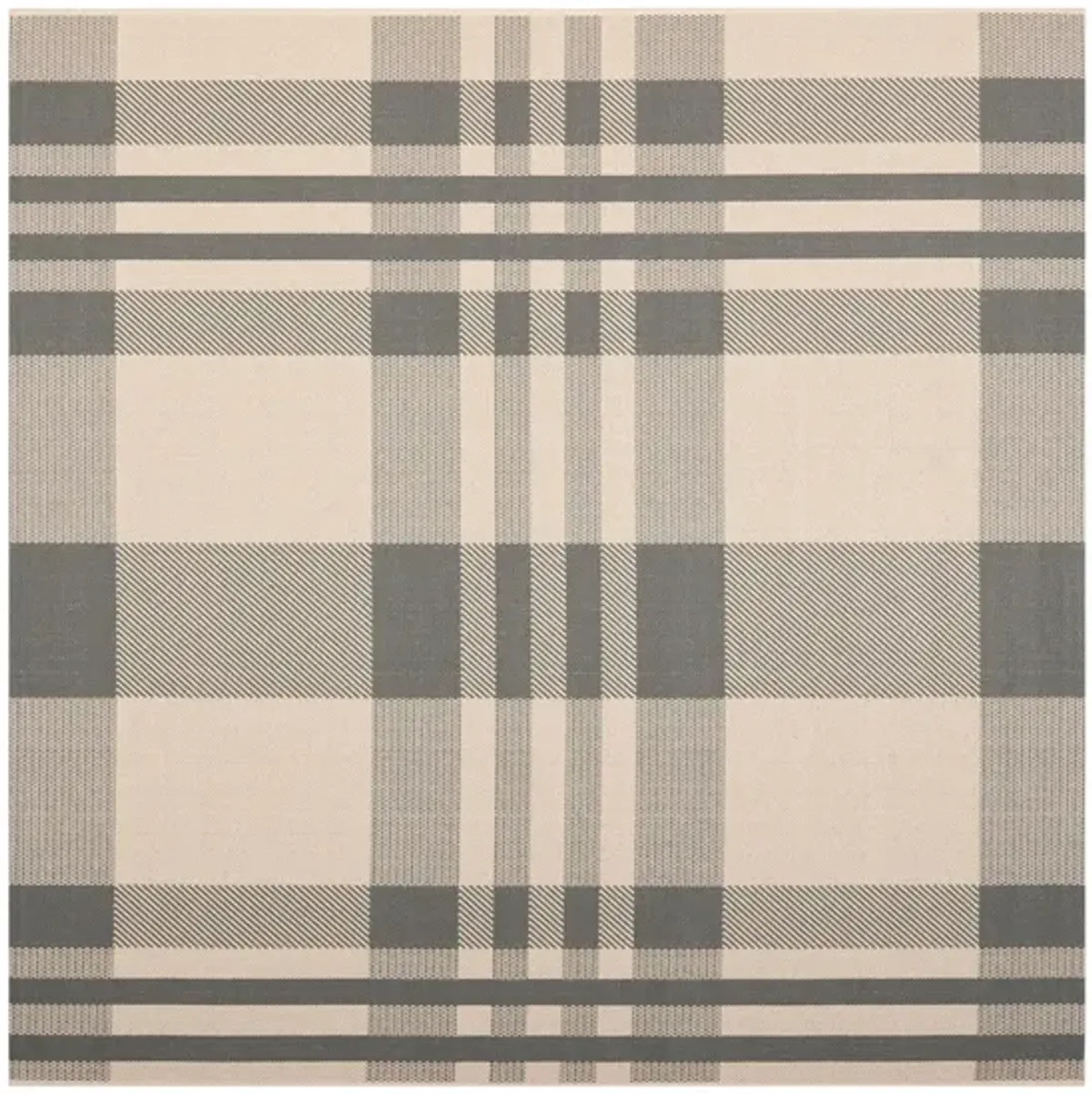 Courtyard Plaid Indoor/Outdoor Area Rug in Gray & Bone by Safavieh