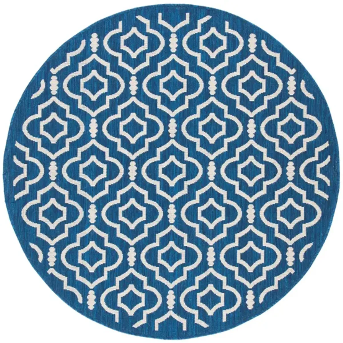 Courtyard Key Indoor/Outdoor Area Rug Round in Navy & Beige by Safavieh