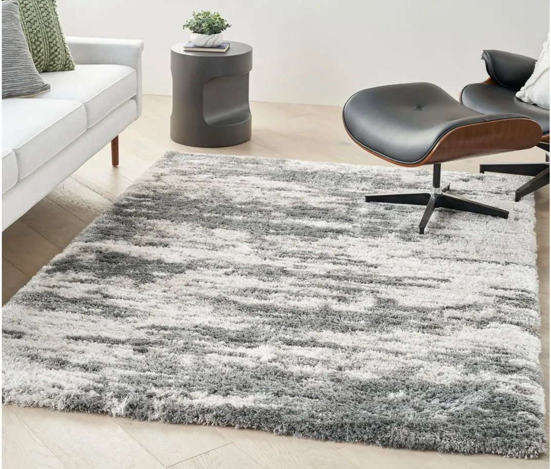 Lavish Shag Area Rug in Charcoal/Ivory by Nourison