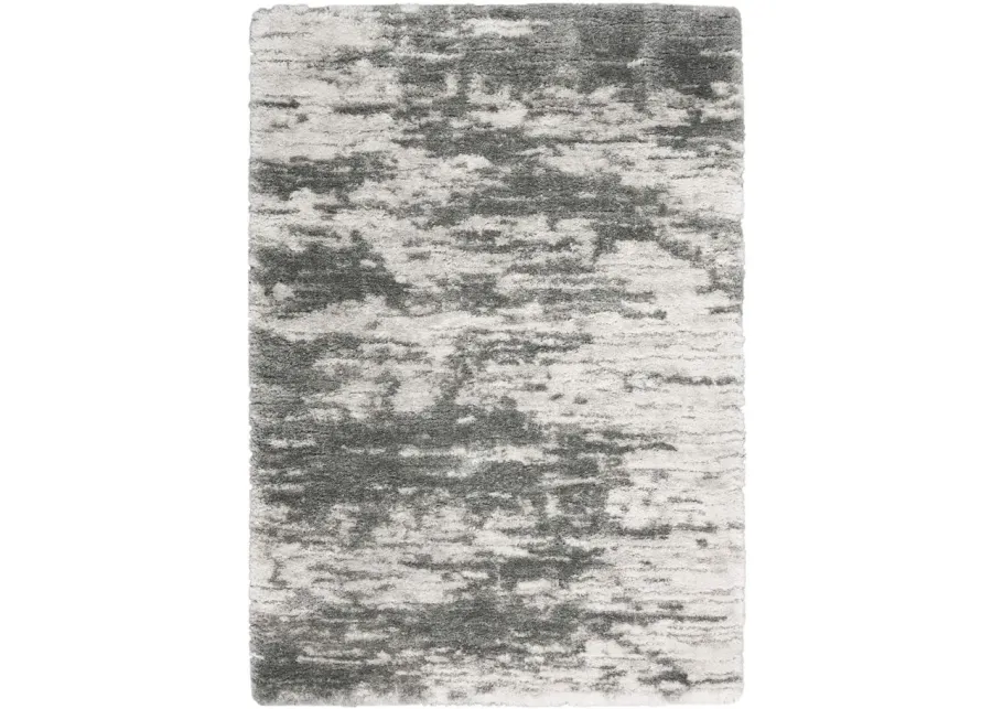 Lavish Shag Area Rug in Charcoal/Ivory by Nourison