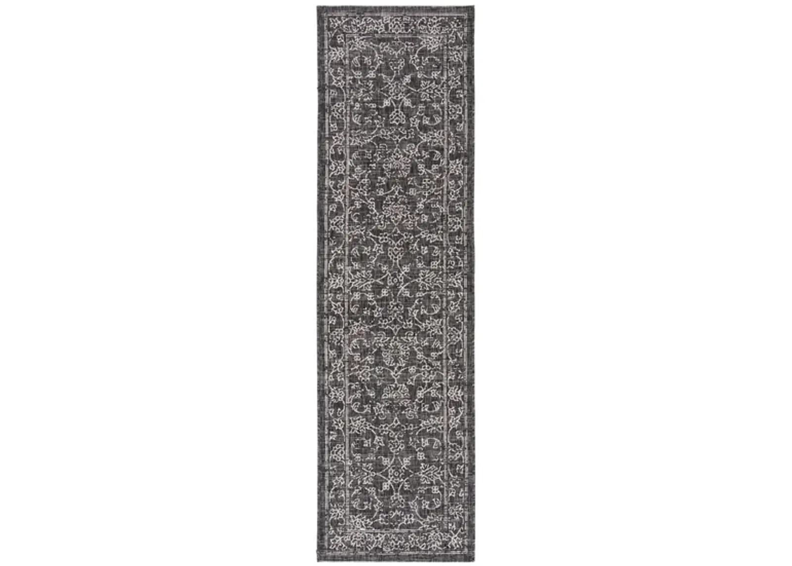 Courtyard Pacific Indoor/Outdoor Runner Rug in Black & Ivory by Safavieh