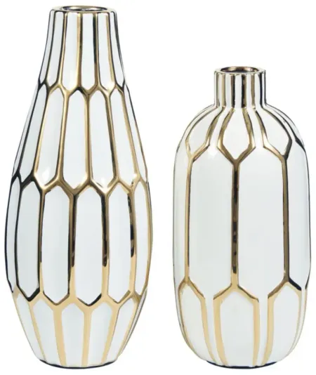 Mohsen Vase Set in Gold Finish/White by Ashley Express
