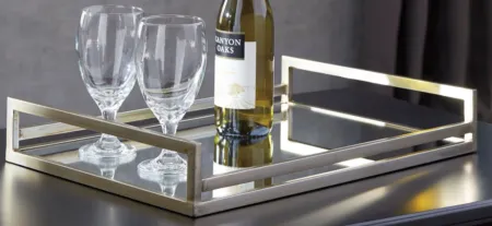 Derex Tray in Silver Finish by Ashley Express