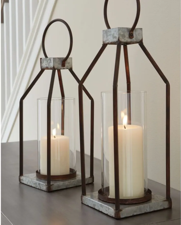 Diedrick Lantern Set in Gray/Black by Ashley Express