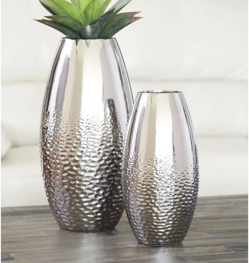 Dinesh Vase Set in Silver Finish by Ashley Express