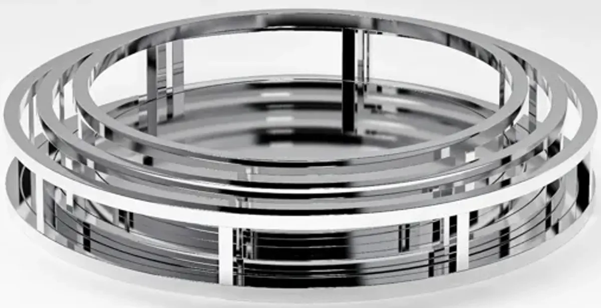 Round Steel Mirrored Nesting Trays