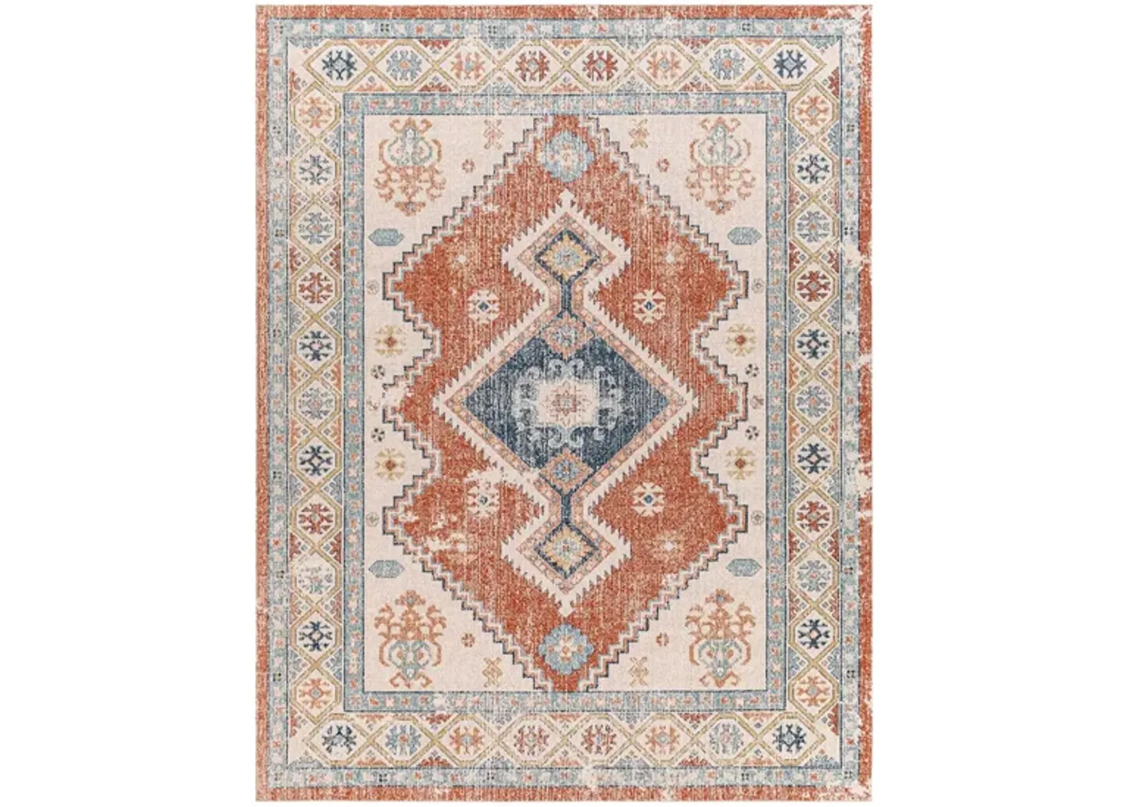 Huntington Beach Bohemian Indoor/Outdoor Area Rug in Brick Red, Navy, Denim, Tan, Medium Gray, Light Gray, Cream, Light Beige by Surya