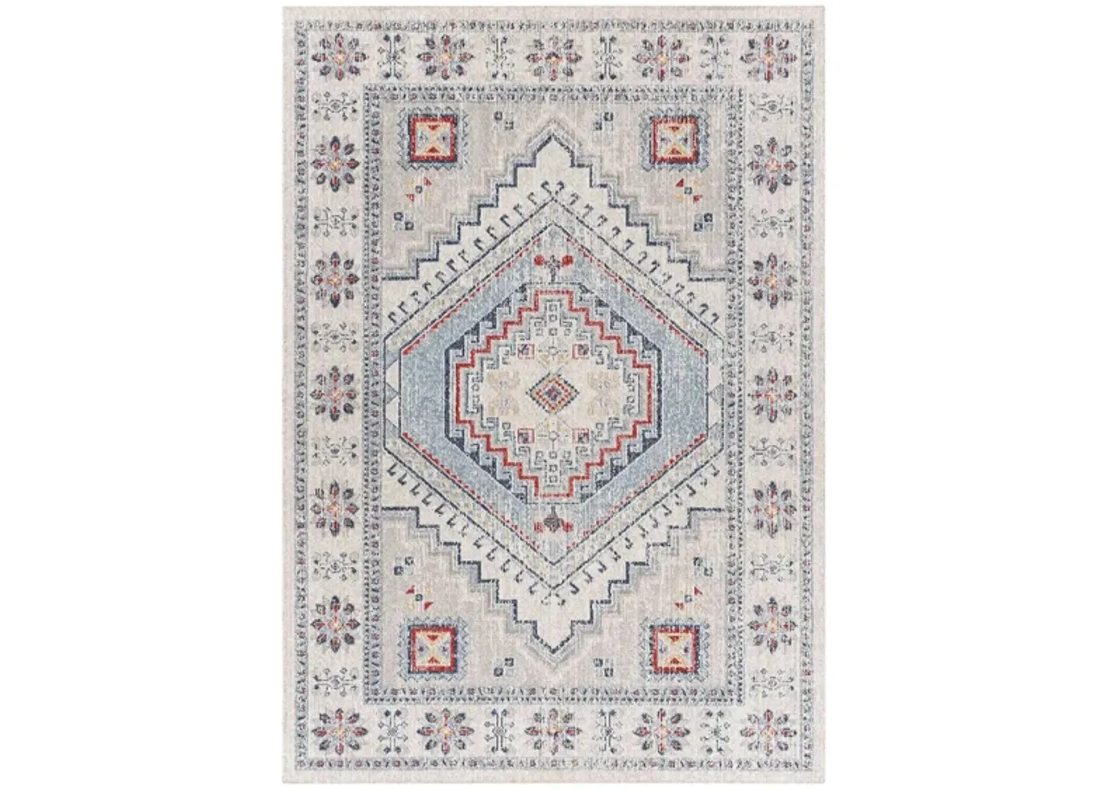 Huntington Beach Roma Indoor/Outdoor Area Rug in Dark Blue, Brick Red, Light Brown, Medium Gray, Cream, Tan by Surya