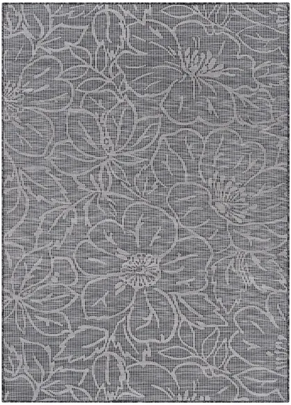 Pasadena Floral Indoor/Outdoor Area Rug in Charcoal, Black by Surya