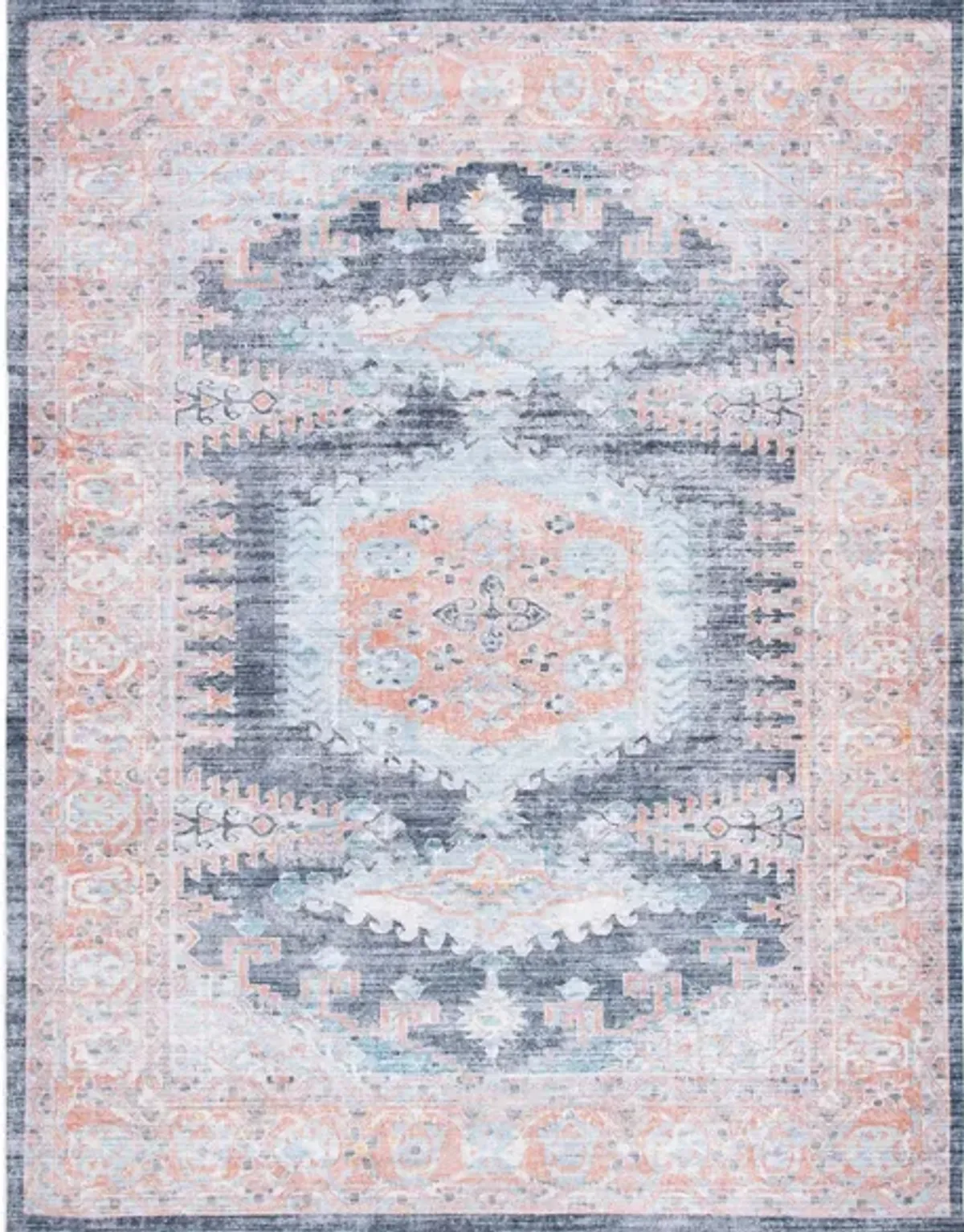 Serapi Area Rug in Terracotta & Blue by Safavieh