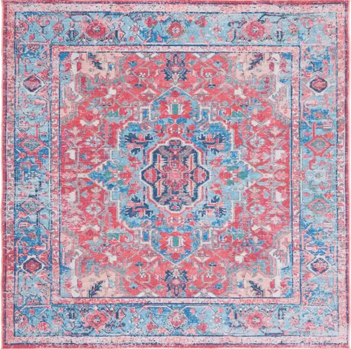 Serapi Area Rug in Light Blue & Red by Safavieh